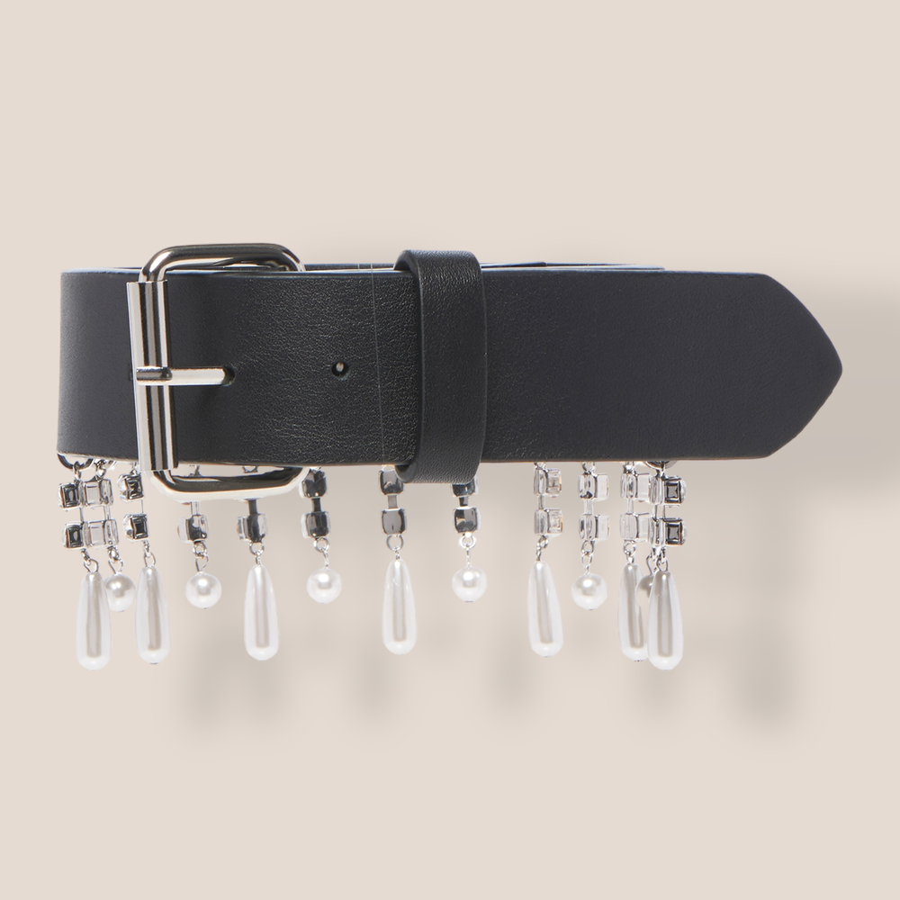 Alessandra Rich, Leather And Crystal Fringe, Choker Necklace